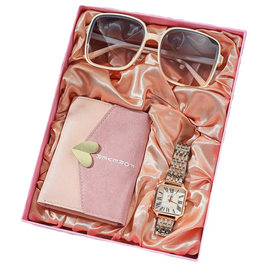 Coffret pour femme Lunette, Porte feuille plus montre style 2.