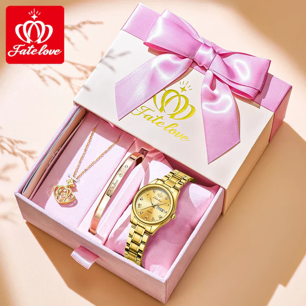 Coffret ensemble montre et bijoux pour femme luxe.