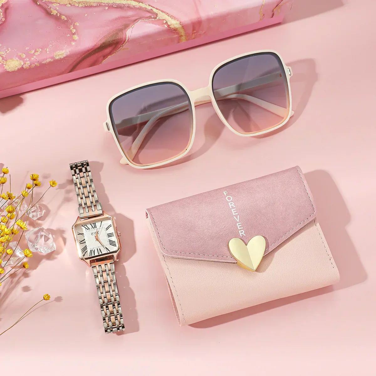 Coffret pour femme Lunette, Porte feuille plus montre style 2.