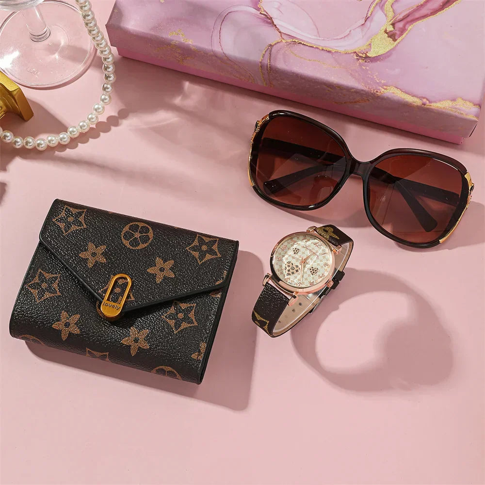 Coffret pour femme Lunette, Porte feuille plus montre style 1.