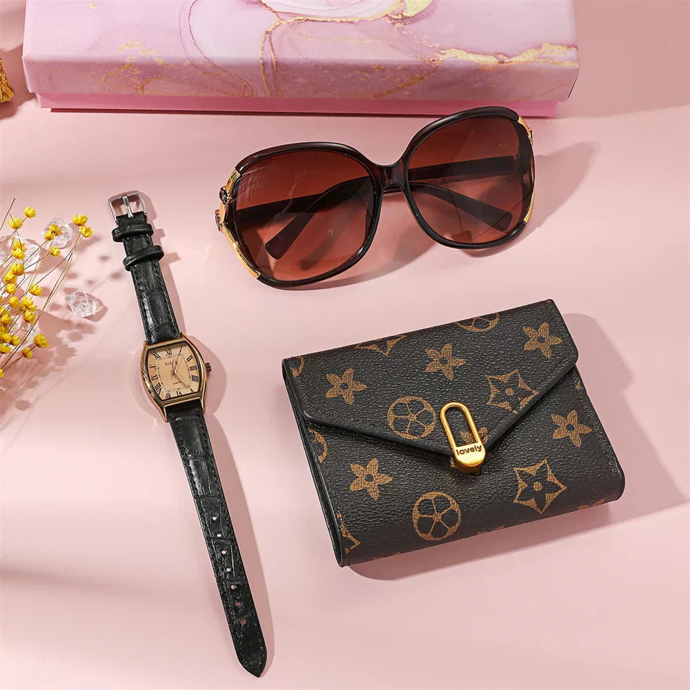 Coffret pour femme Lunette, Porte feuille plus montre style 1.