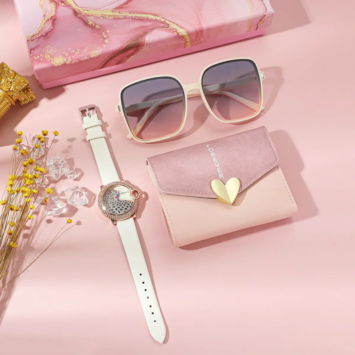 Coffret pour femme Lunette, Porte feuille plus montre style 2.