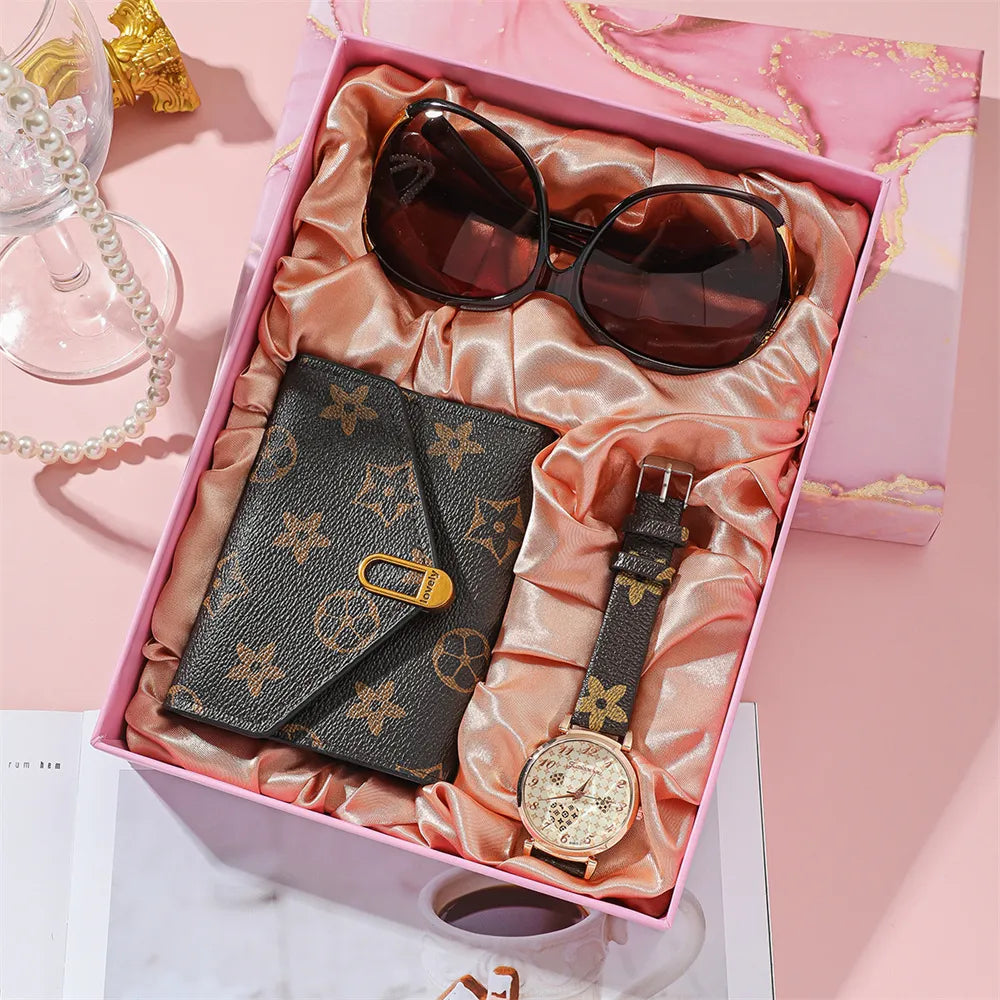 Coffret pour femme Lunette, Porte feuille plus montre style 1.