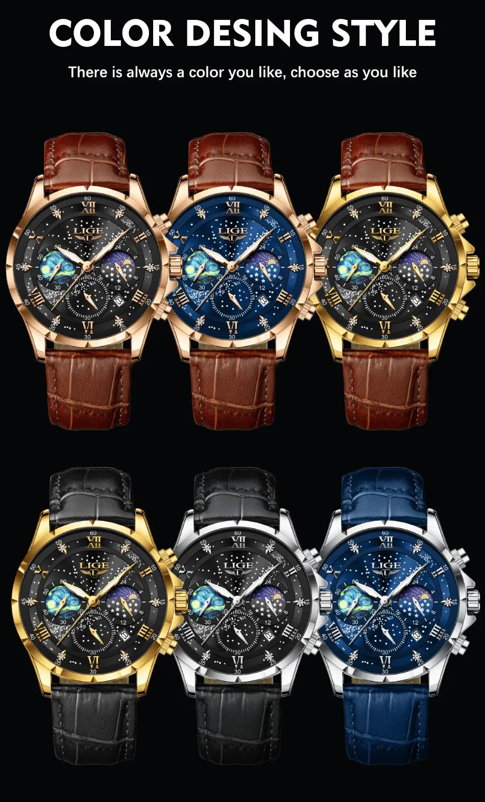 Montre pour Homme :Leather Sports