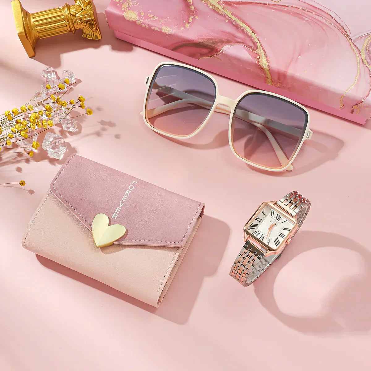 Coffret pour femme Lunette, Porte feuille plus montre style 2.