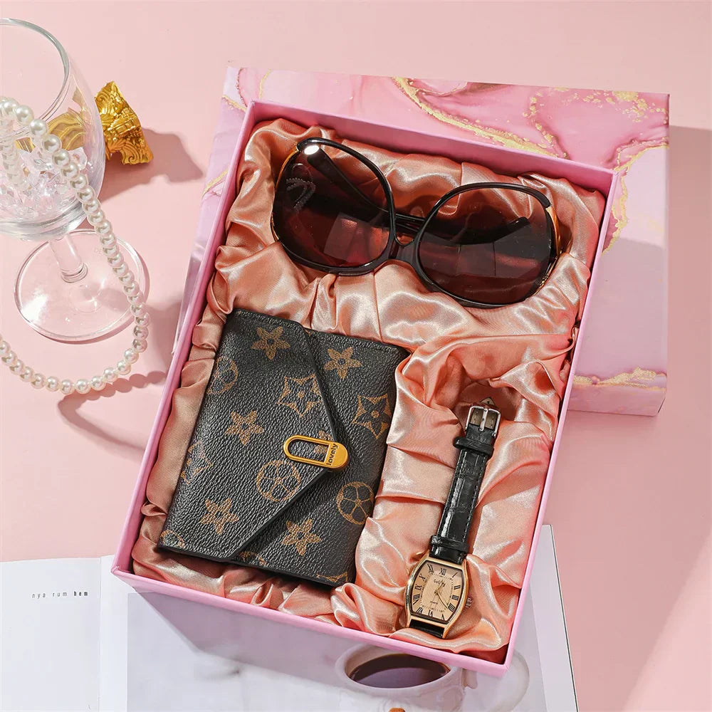 Coffret pour femme Lunette, Porte feuille plus montre style 1.